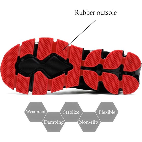 Women Black Red Slip-On Walking Running Shoes Blade Sneakers Non-Slip Comfort - Picture 6 of 8